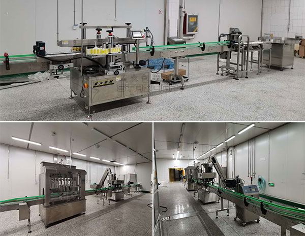 大型洗瓶灌装旋盖机生产线现场实拍